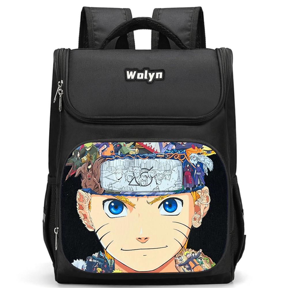 NARUTO Anime Kids Backpack Large Capacity Multi Compartment Wear Resistant School Daily Backpack for Boys Girls 6-10 Years Old