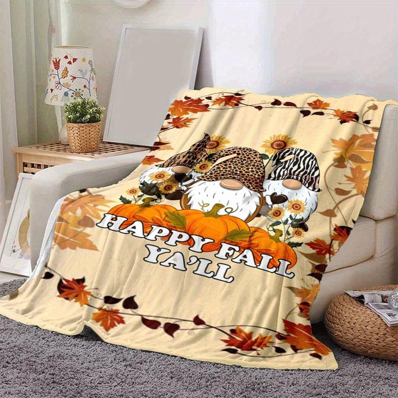 1pc Christmas Dwarf Printing Lightweight Flannel Blanket, Comfortable and Warm Blanket, for Camping Sofa Bed and Couch Office, Gift Blankets in All