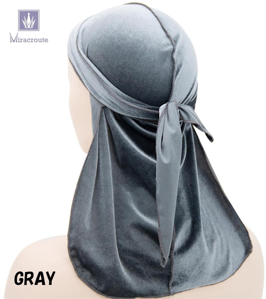 Miracroute Velvet Durag Hip Hop Dance DU-RAG Black White gray