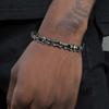 Chunky Handmade Rhombus Link Chain Bracelets for Men, Vintage Oxidized Black Stainless Steel Wristband, Punk Rock Jewelry Gift