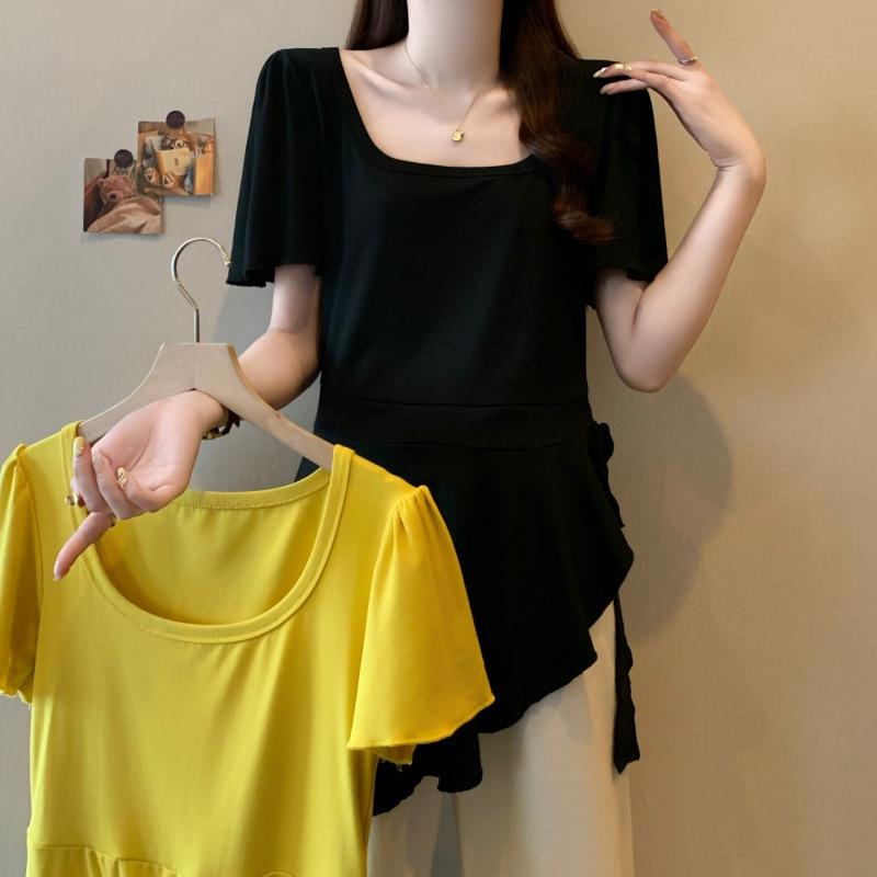 Plus Size Women s Irregular Slimming T-Shirt - Summer Style M