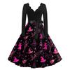 Women's Casual V-Neck Long Sleeve Halloween Print Dress
