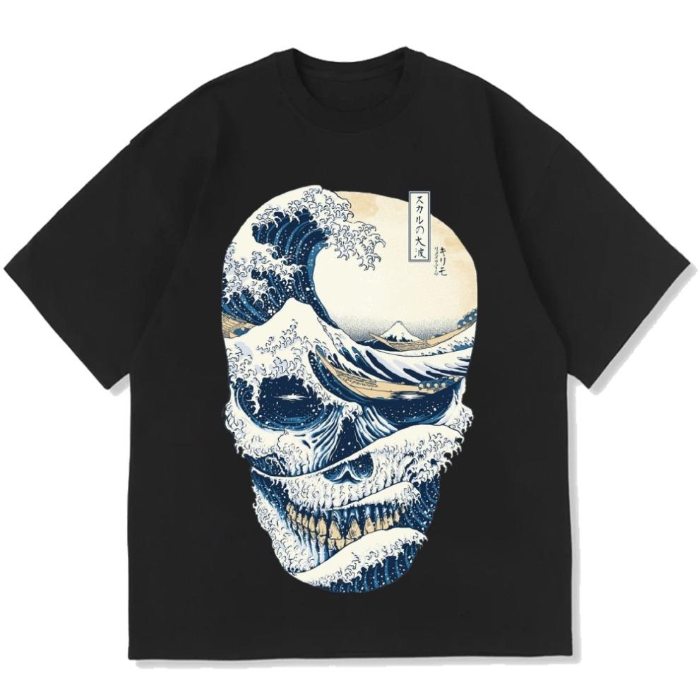 

Wave Skeleton Cotton Casual T-Shirt Fashion Summer New Selling Breathable Oversized Men And Women Sports T Shirts Top S