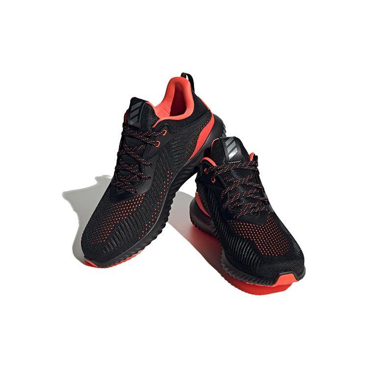 Adidas Alphabounce Comfortable Breathable Mesh Slip-Resistant Durable Lightweight Low-Top Casual Running Shoes Unisex Sneakers Black Orange ID0349