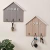 Wall Mount Key Holder Wooden House Shaped Keychain Organizer with 3 Hooks Rustic Key Rack for Entryway Bathroom Hallway Kitchen