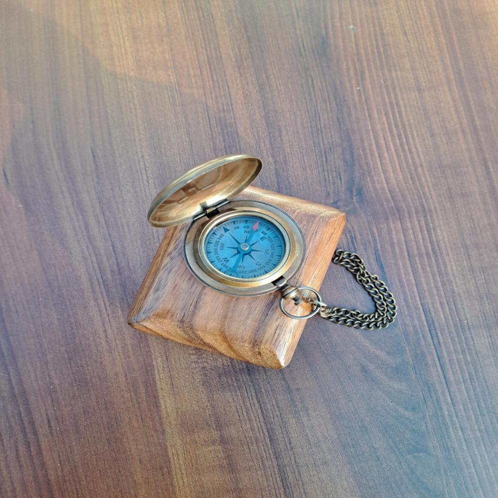 Personalized Brass Sundial Compass – Handmade Nautical Gift