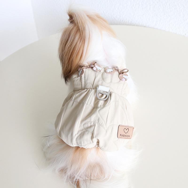 Autunno e inverno Nuovo amore coniglio zucca trazione gonna cane gatto abbigliamento per animali domestici cinghia gonna bolla vestiti per cuccioli