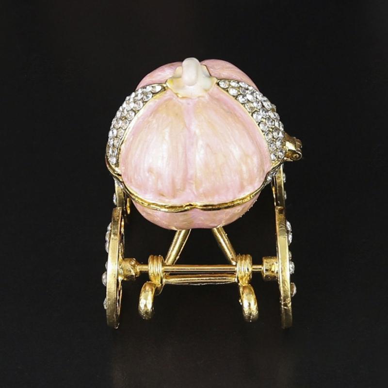 Sparkling Gemstones Adorned Storybook Carriages Jewelry Container With Soft Interior Padding Gift Ready Packaging