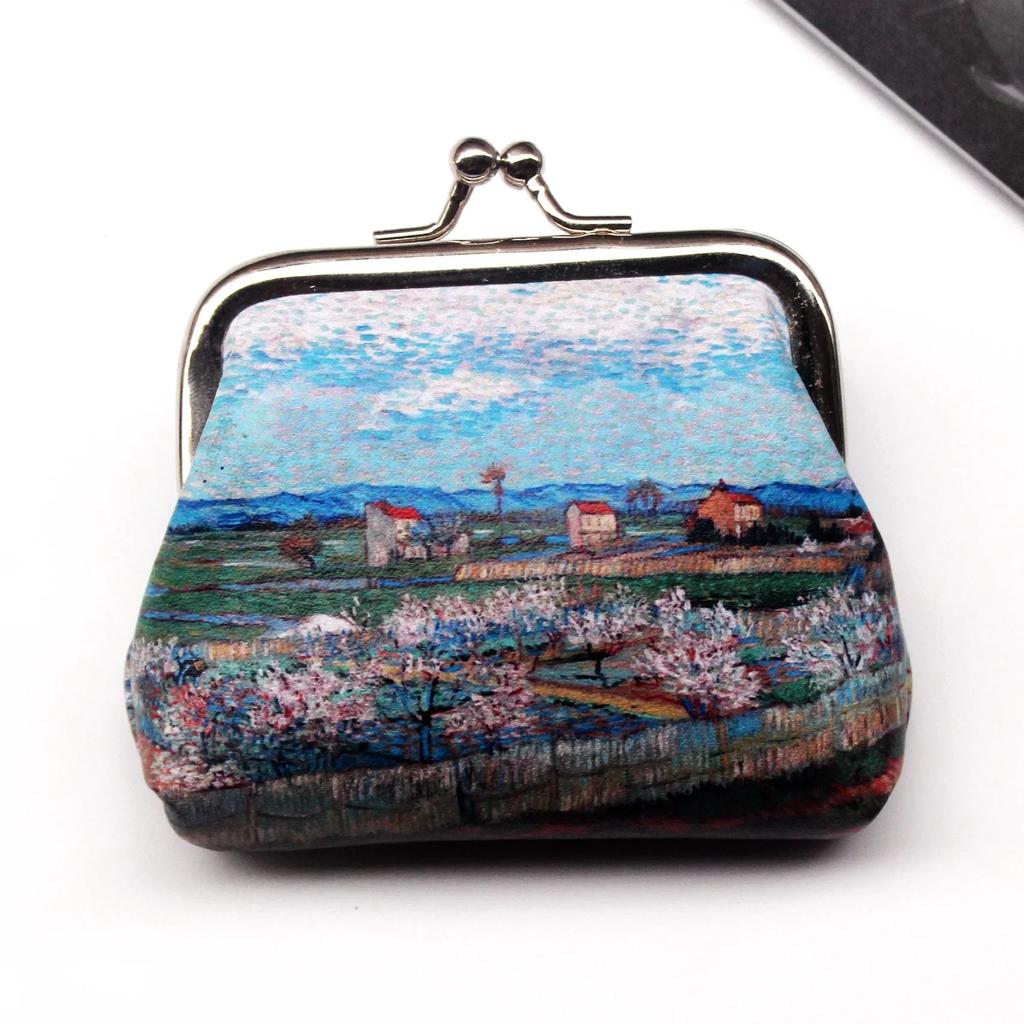 Monedero pequeño de piel sintética con estampado vintage para mujer, tarjetero y cartera corta.