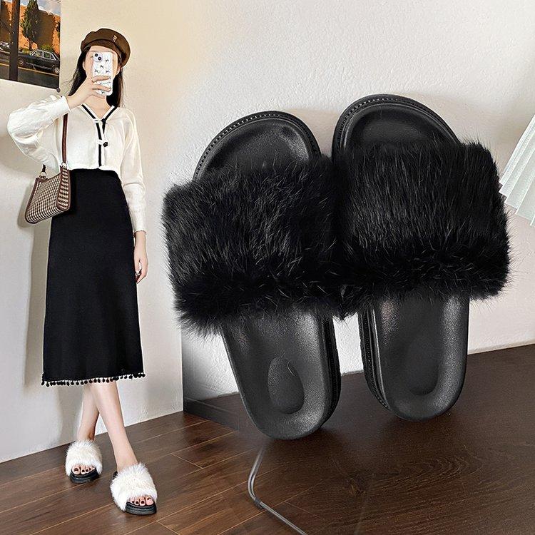 

Новый плюшевый однословный драг женский осенне-зимний верхняя одежда инс трендовая корейская версия моды и досуга толстоподошвенные домашние пушистые тапочки 35