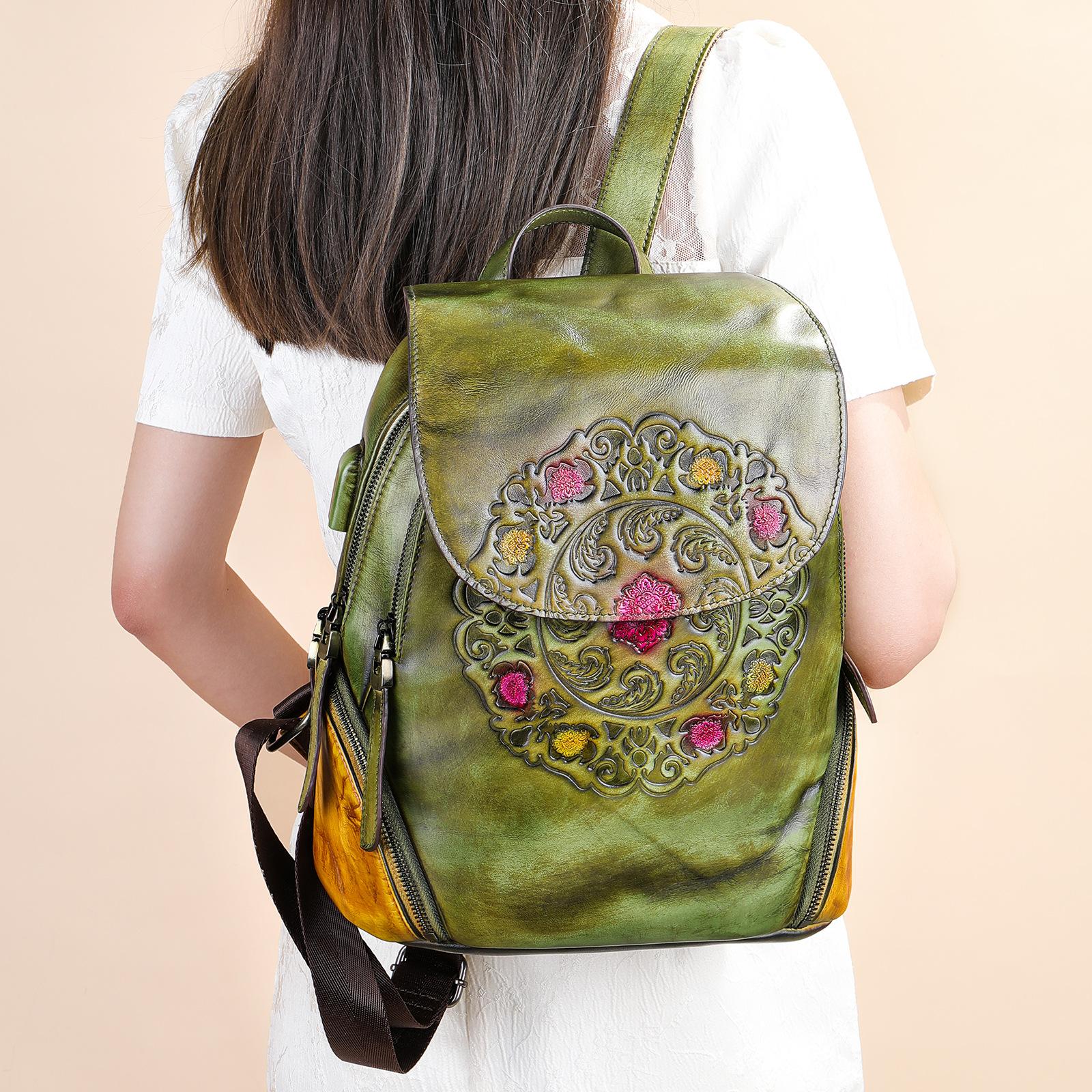 New Women`s Bag, Genuine Leather Backpack