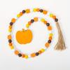 Rustic Wooden Bead Garland with Acorn Tassel and Pinecone Tag Autumn Tiered Tray Decor Hanging Ornaments for Fall Harvest Theme