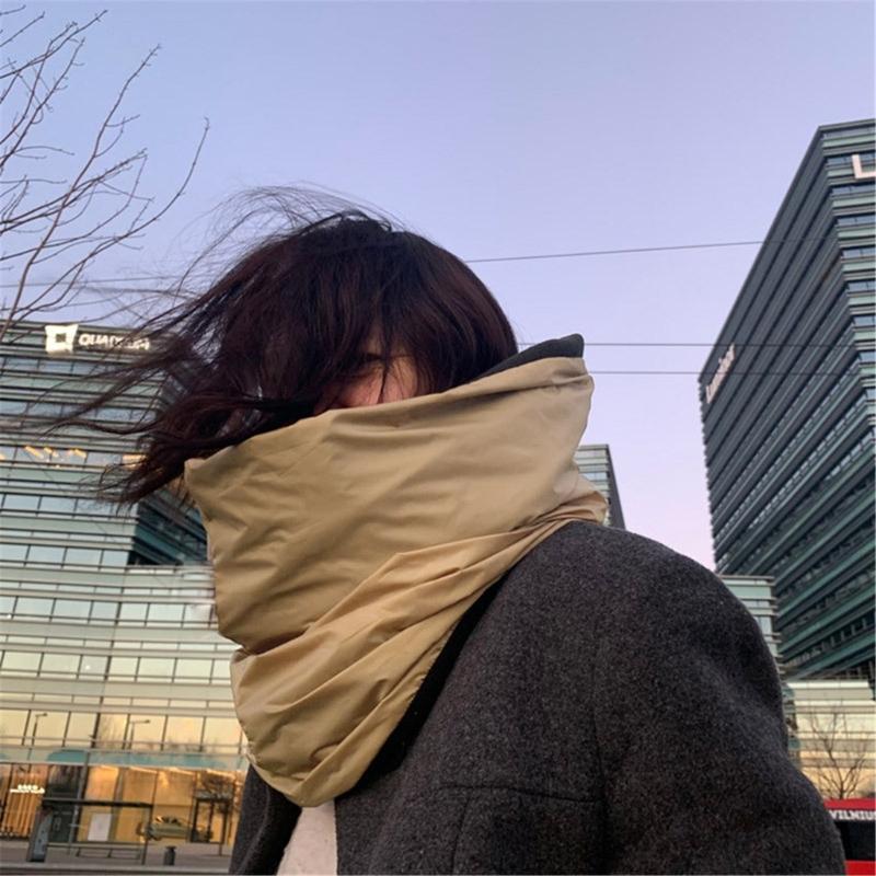 Adult Cotton Headscarf for Outdoor Winter Warm Quilted Hat Hooded Shawl Hat Windproof Puffer Hat Unisex Casual Headwear