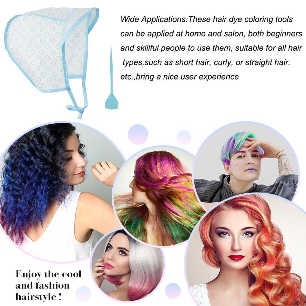 With Plastic Crochet Hook Hair Highlighting Cap Blue Dye Hat Caps Hair Dyeing Hairdressing