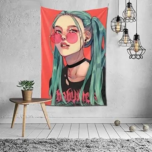 Самурай Аниме Девушка Абстрактный Фон Ткань Украшения Дома Настенный Гобелен Офис — фото 14