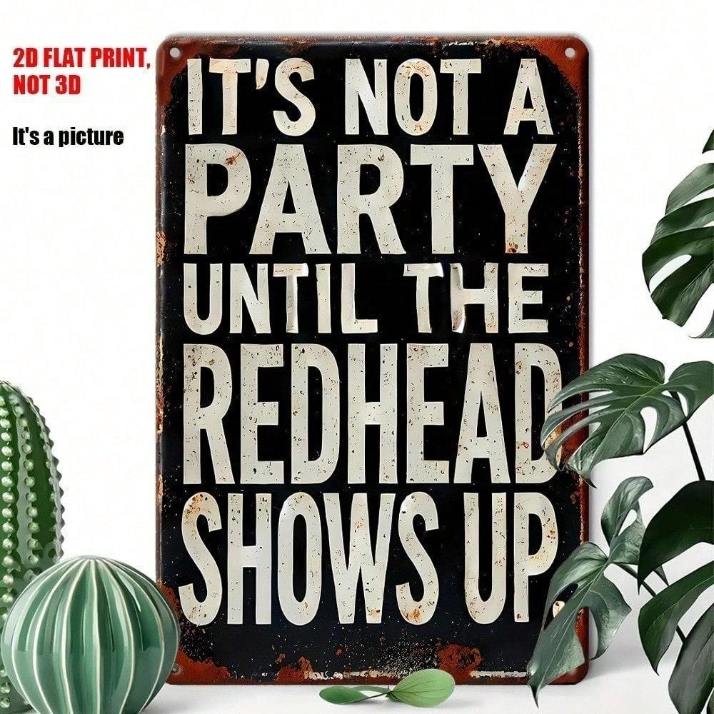 Vintage Rothaarige Metallposter, Wandkunst Bar Dekor für Man Cave