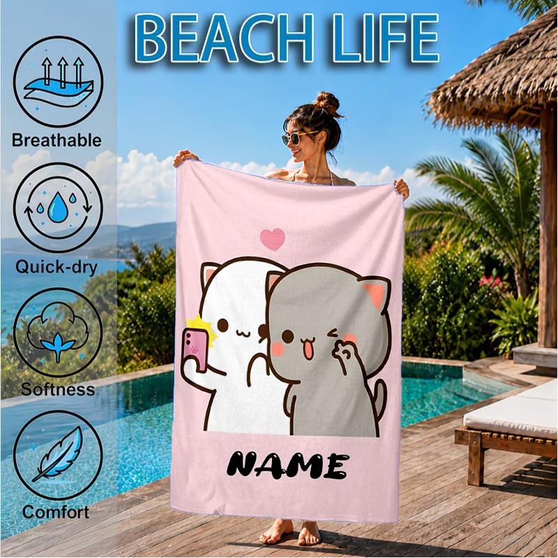 Personalisierbares Strandtuch Bobo Dudu Mikrofaser-Strandtuch, Leicht für Sommerreisen, Schwimmbad-Fan Geburtstagsgeschenk