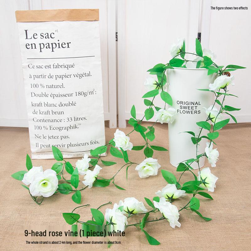 Artificial Rose Flower Vine for Indoor Decoration: Ceiling Hanging & Living Room Decor