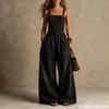 Tuta di jeans a gamba larga da donna, salopette con pettorina larga, bretelle regolabili, vestibilità casual larga, pantaloni lunghi con tasca