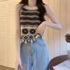 Hollow Flower Embroidery Knitted Crochet Camisole Summer Women's Retro Ethnic Design Tassel Short Top