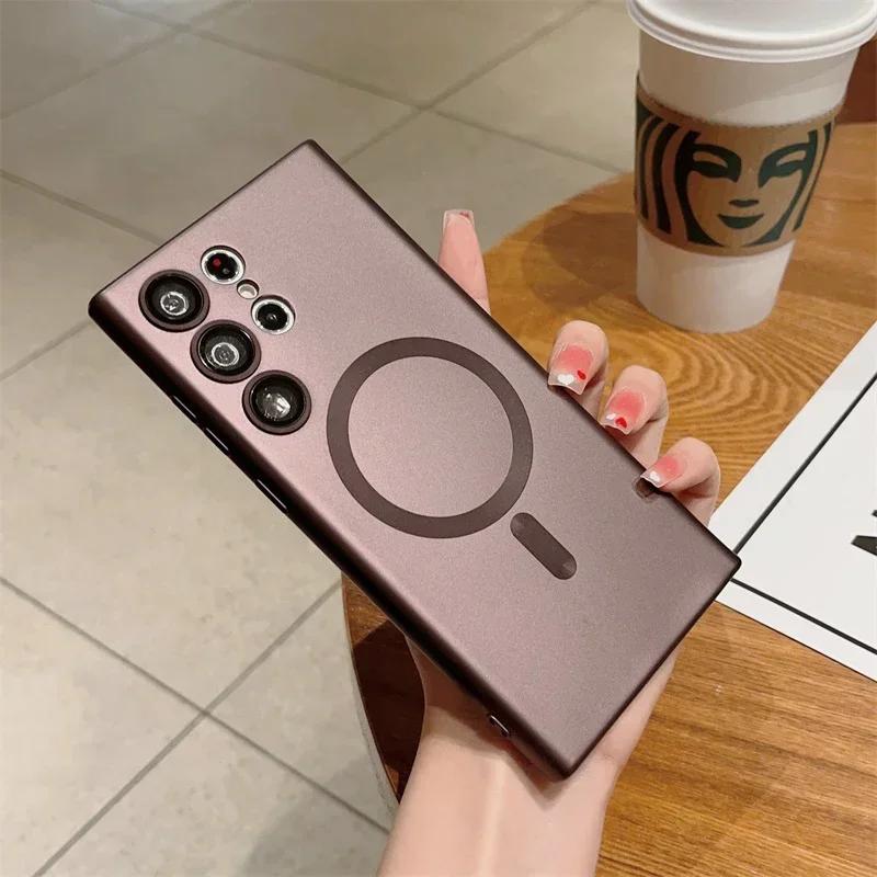 Matt Mjukt Skal för Samsung S24FE S25 S24 S23 S22 Note20 Ultra S21 S20 Plus FE Magsafe Telefonskal Stöttåligt Skal Anti-Repor
