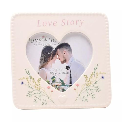 Celebrations Love Story Ceramic Heart Single Photo Frame