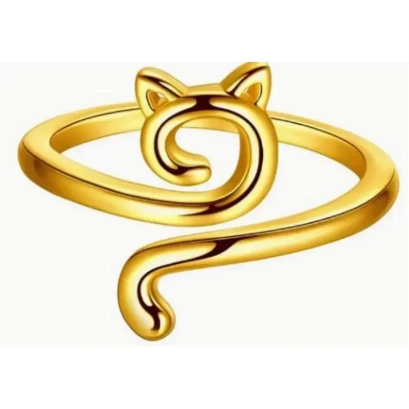 1PC Geometric Cat Ring Knitted Yarn Top Needle Crochet Hook Adjustable Knitted Crochet Hook Thread Loop Sewing Supplies