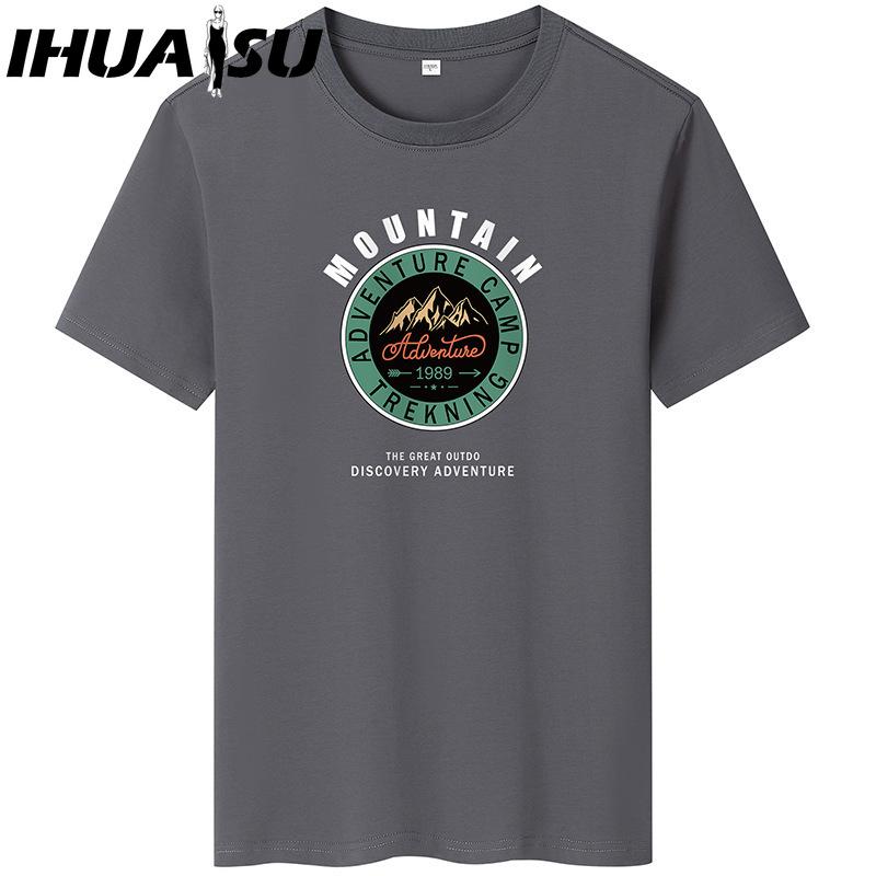 IHUASU Kurzarm-T-Shirt aus Baumwolle für Herren, modisch, lockeres Halbarmhemd, bedrucktes mitfühlendes Hemd