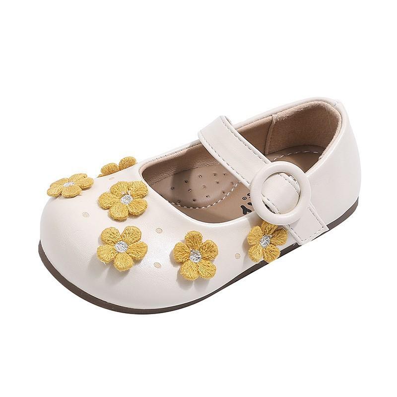 Girls Flat Shoes With Floral Embroidery Soft Sole Low-Cut Princess Style Dresses