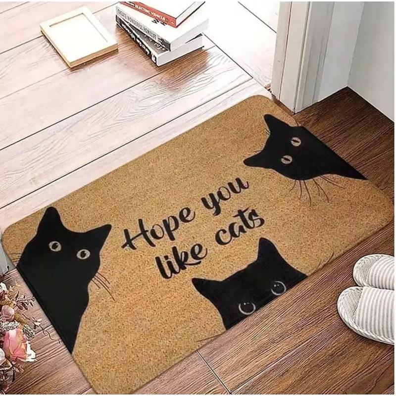

Cute Cat Pattern Entrance Door Mat Welcome Mat Bathroom Kitchen Non-slip Floor Carpet Washable Bedroom Home Decoration Small Rug 30x50cm