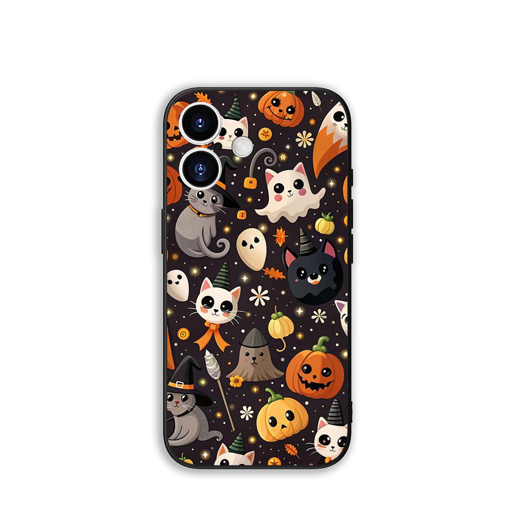 for Apple iPhone 16 15 14 Plus 13 12 Mini 17 Pro Max + ProMax 16E Air 15+ Cover Case Little Ghost With H-Halloweens Pumpkin