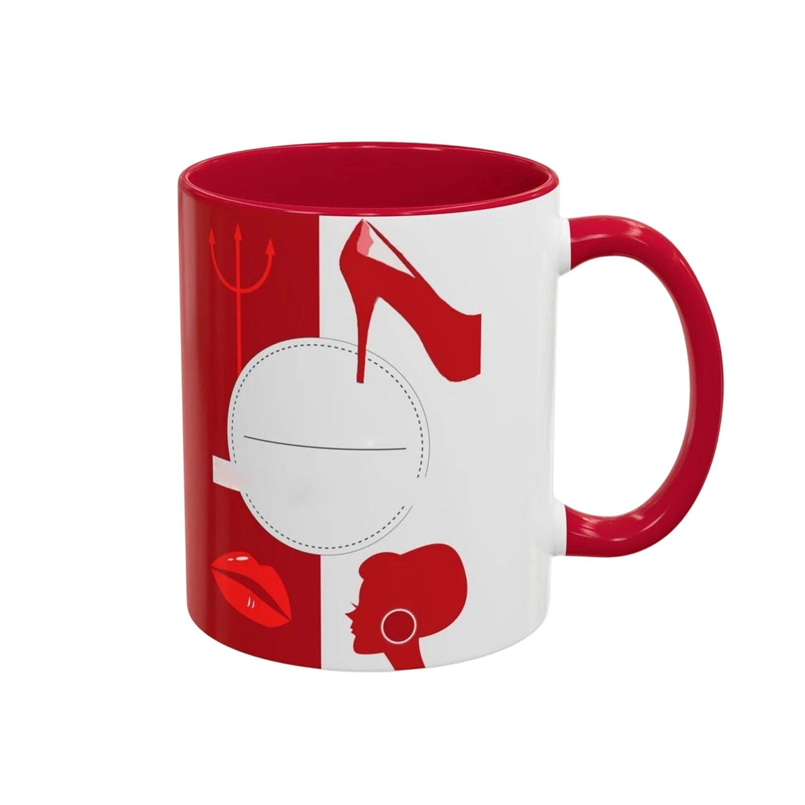 

Ceramic Coffee Mug with High Heel and Lip Print Design Dishwasher Safe Microwave Safe 11 Ounce Capacity Suitable for Hot and Cold Beverages One Size