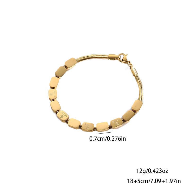 Bracelet carré LOVE en acier titane de style coréen: Design Exquis en Or 18K pour Femmes, Luxe Léger, Bijoux de Main de Célébrité Populaire en Ligne