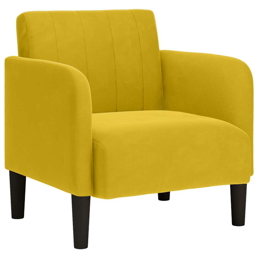 Armchair with Armrests Yellow 54 Cm Velvet