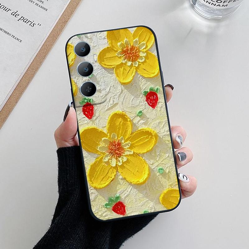 For Realme C65 Case C 65 Lovely Cartoon Flower Painted Soft Silicone Phone Cover For Realme C65 4G Funda Coque RealmeC65