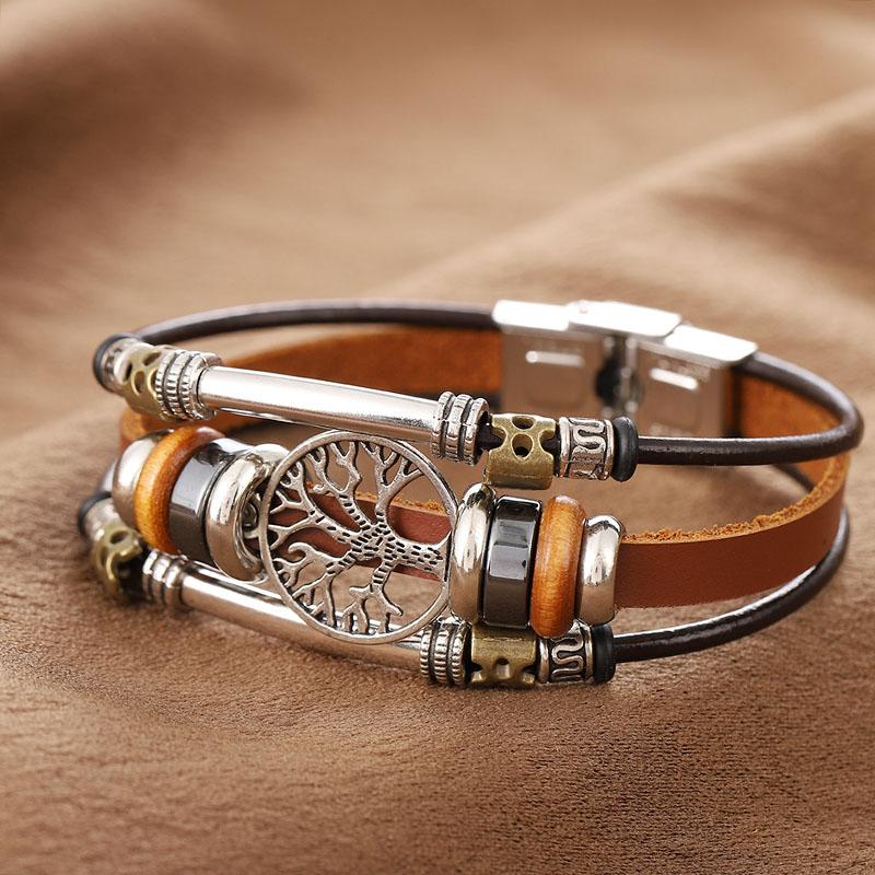 Turkish Blue Eye Wristband Lucky Hand  Gifts Evil Eye Fatima Hand Charm Bracelets for Women Men Genuine Leather Bracelet