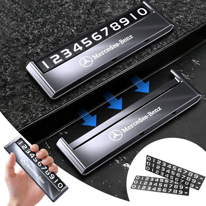 Alloy Car Parking Number Card Privacy Protection Hide Number Temporary Parking Card For Mercedes Benz A E S G Class GLC GLS E200 PM1