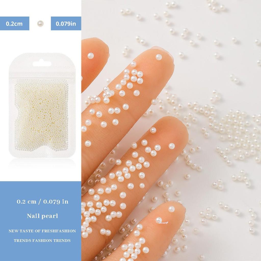 1.5mm-5mm Pearl White Resin Nail Art Stickers: Half-round, Flat-bottom, 3D Transparent Bubble & Teardrop Mermaid Beads