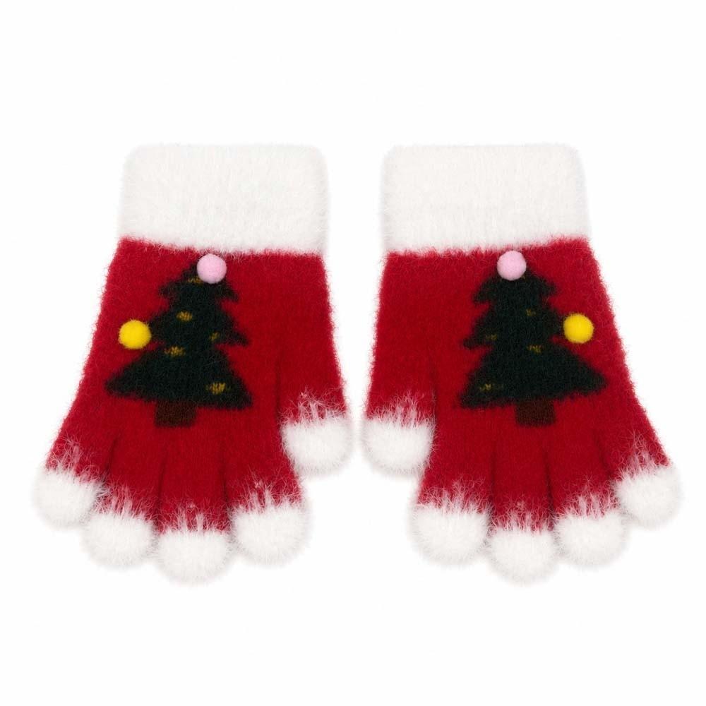 Red Green Winter Knit Mittens Knitted Woolen Touchscreen Full Finger Christmas Gloves Party Wear