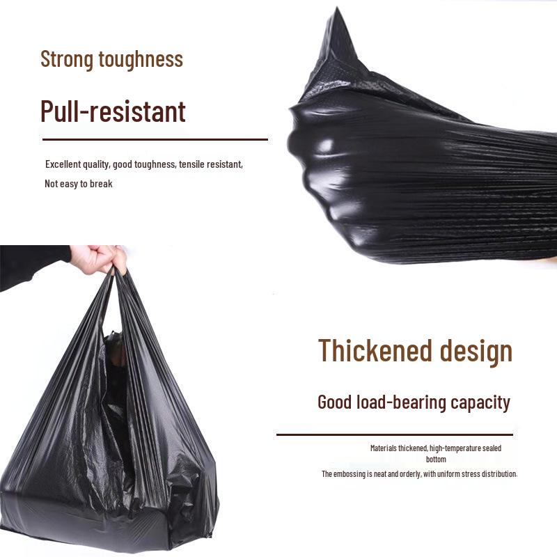 Schwere schwarze Müllsäcke mit dicken Griffen für den Heim- und Hotelgebrauch