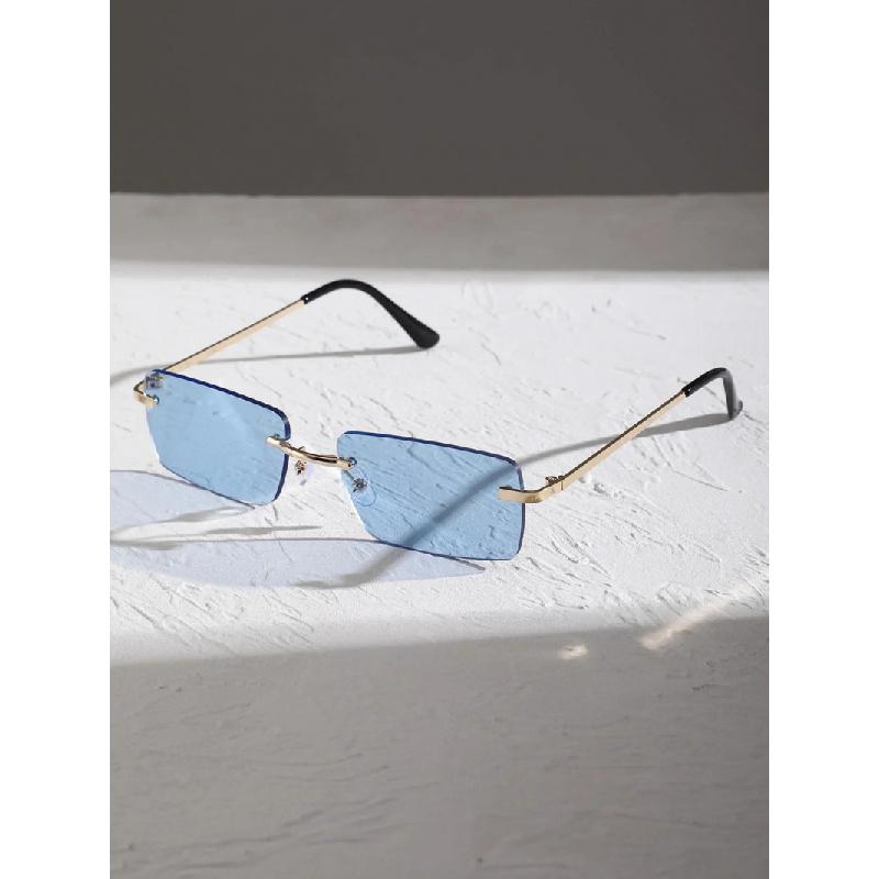New Unisex Metal Square Frame Fashio Rimless Sunglasses For Outdoor Beach Party
