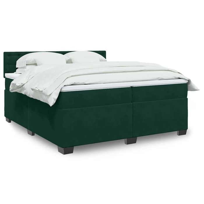 Exclusive House - Slatted Bed Base and Mattress Dark Green 200x200cm Velvet