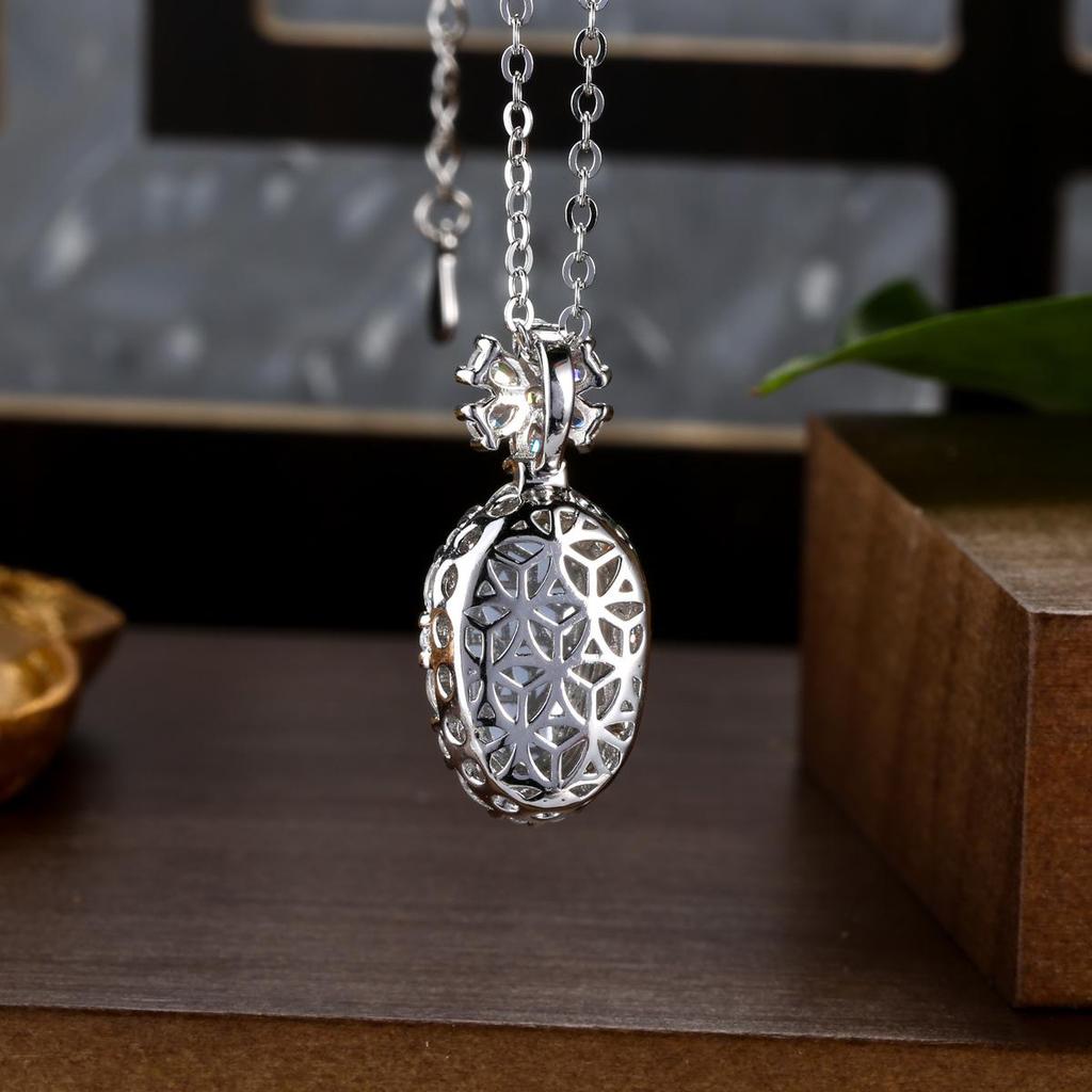 Burmese Blue Water Jade Gourd Pendant Necklace with S925 Silver - Chinese Style for Women