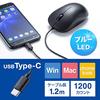 Sanwa Supply Wired Mouse Type-C Connection Blue LED Sensor Medium Size Windows/Mac Compatible MA-BLC194BK