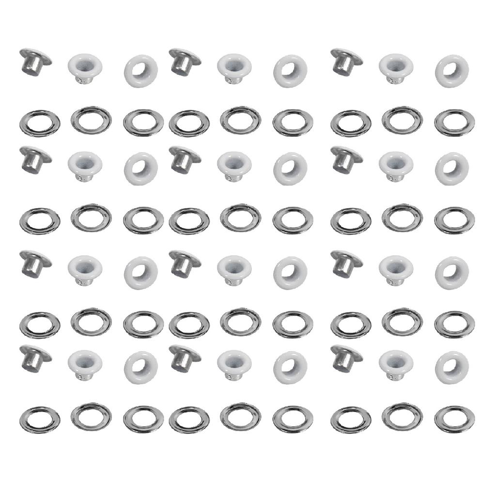 100Sets 4mm Round Metal Eyelets Scrapbooking Card Hole Leather Craft Garment Accessory (White)