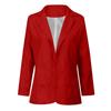 Women Solid Open Front Pockets Cardigan Formal Suit Long Sleeve Blouse Coat