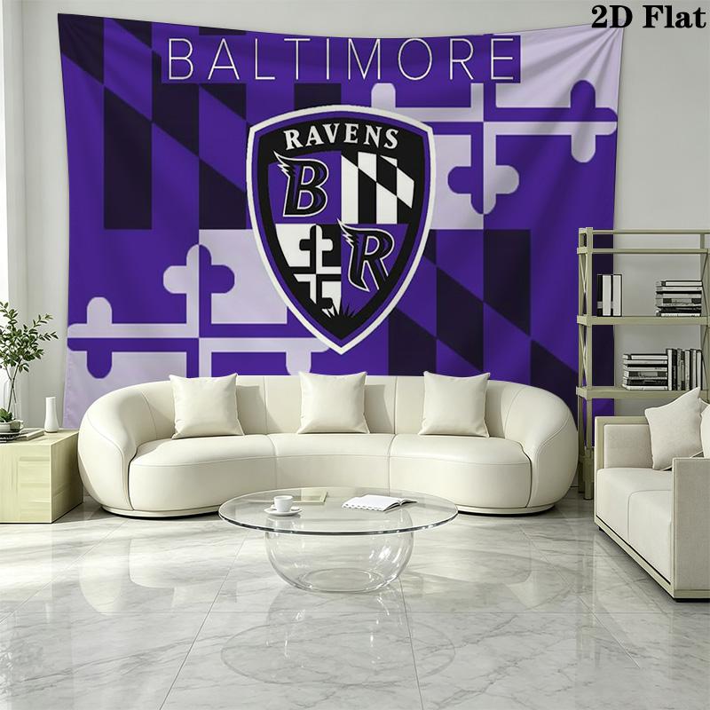 Baltimore Ravens Logo Wall Tapestry Aesthetic Wall Hanging Printed Fabric Blanket Decorative Tapestries for Bedroom Living Room Home Decor