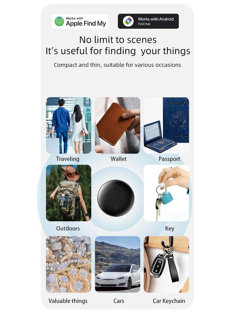 Dual-System Global Locator: Compatible with Apple AirTag & Android for Anti-Loss Tracking.