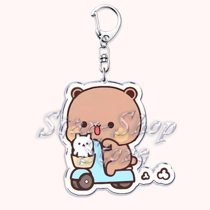 Cute Bubu Love Dudu Yier Keychains Couple Bear Panda Keyrings for Accessories Bag Pendant Key Chain Jewelry Fans Lovers Gifts