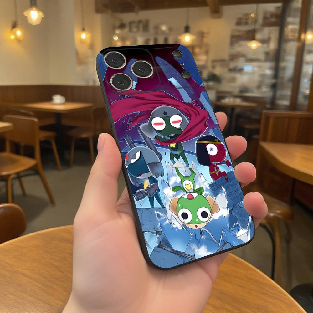 

K-Keroro G-Gunsou Frog Phone Case For iPhone 17,16,15,14,13,12,11,Pro,Max,Plus Black Shockproof Soft Cover iPhone17PRO